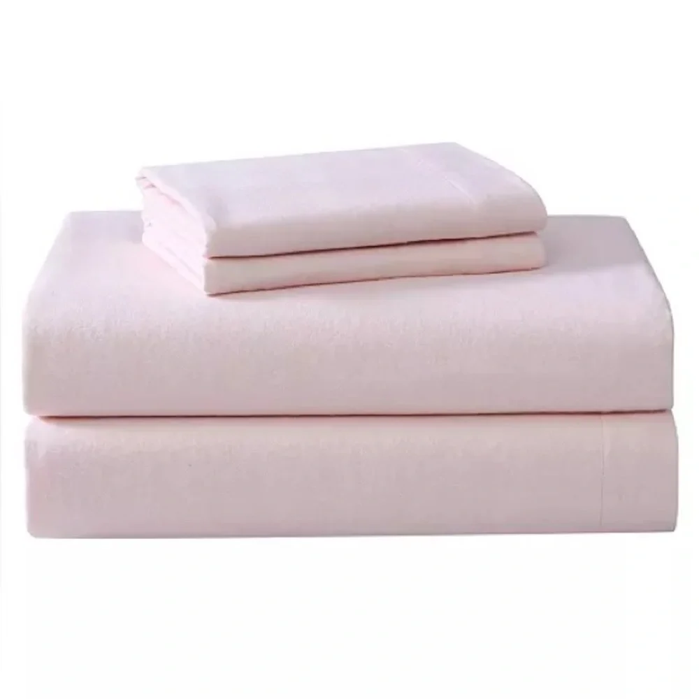 Laura Ashley Flannel Sheets Anti-Pilling & Wrinkle Resistant Cotton,Bright Blush